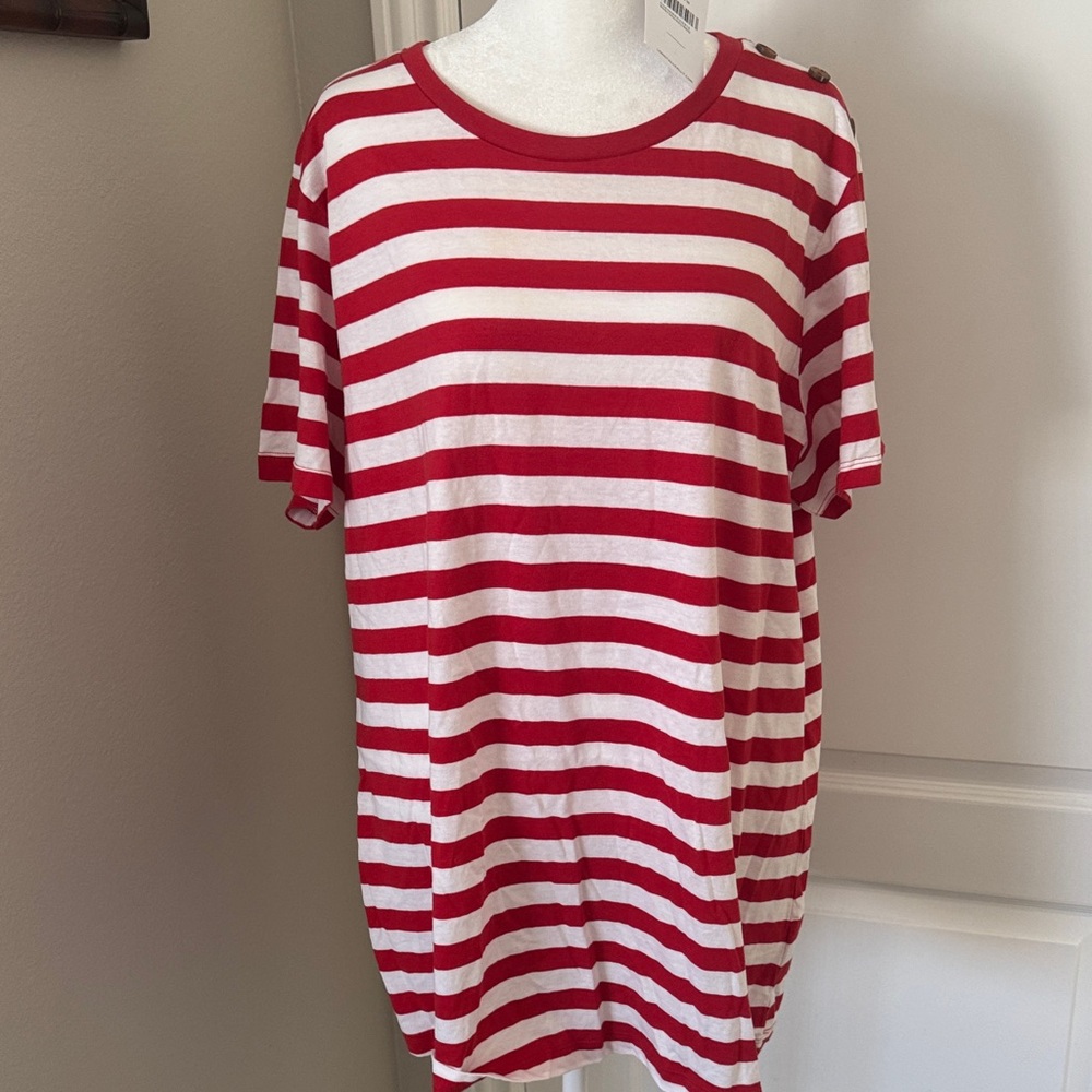 Long Tall Sally Red and White Striped Top